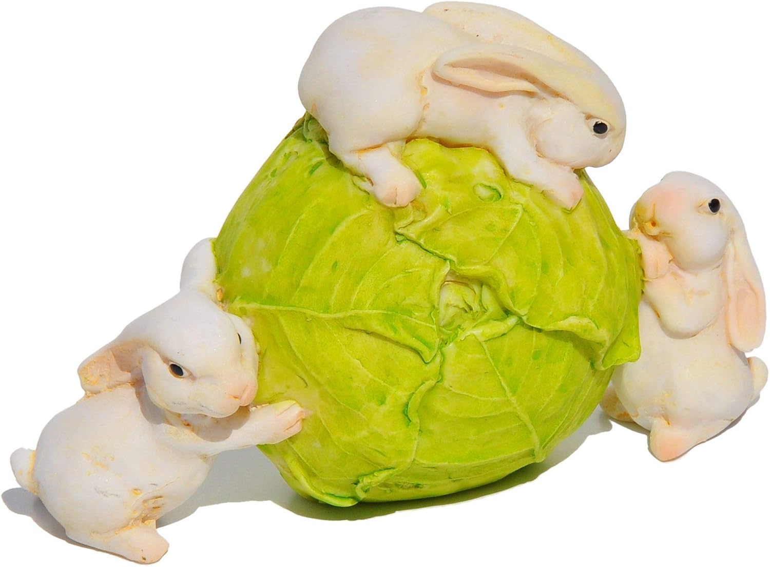 Top Collection Enchanted Story Fairy Garden Rabbits Rolling Cabbage Outdoor Statue