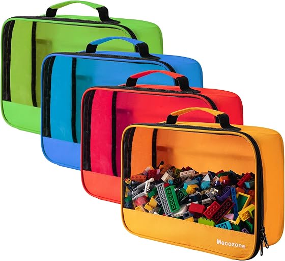 4 PCS Toys Storage Bag, Classic Bricks Building Set Storage Bag, Travel Case for Building Toys, Puzzles