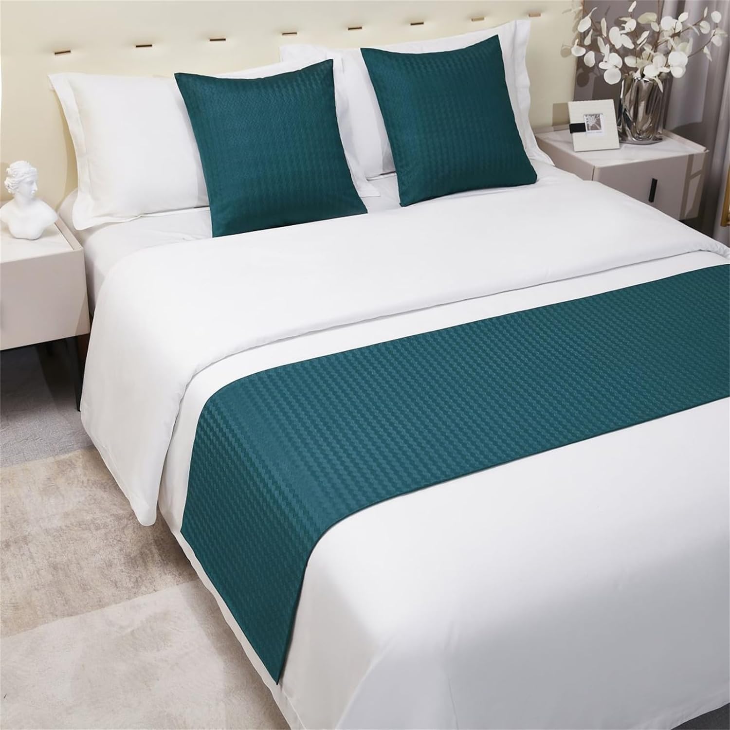 Chemin De Lit Et Taies D'oreiller Assorties - Marron, Polyester, Lavable Machine, Protection Literie