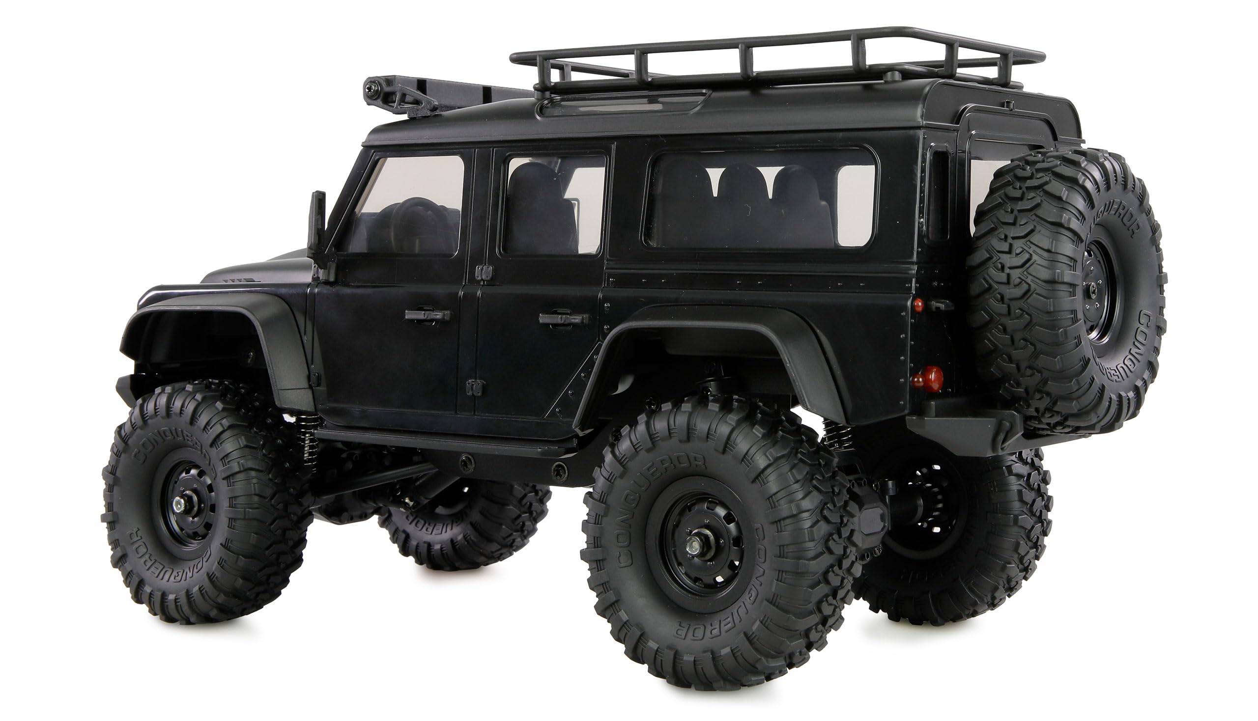 Amewi AMXRock Mini D90 Scale Crawler 4WD 1:16 RTR - Mando a Distancia, batería y Cable de Carga, Color Negro