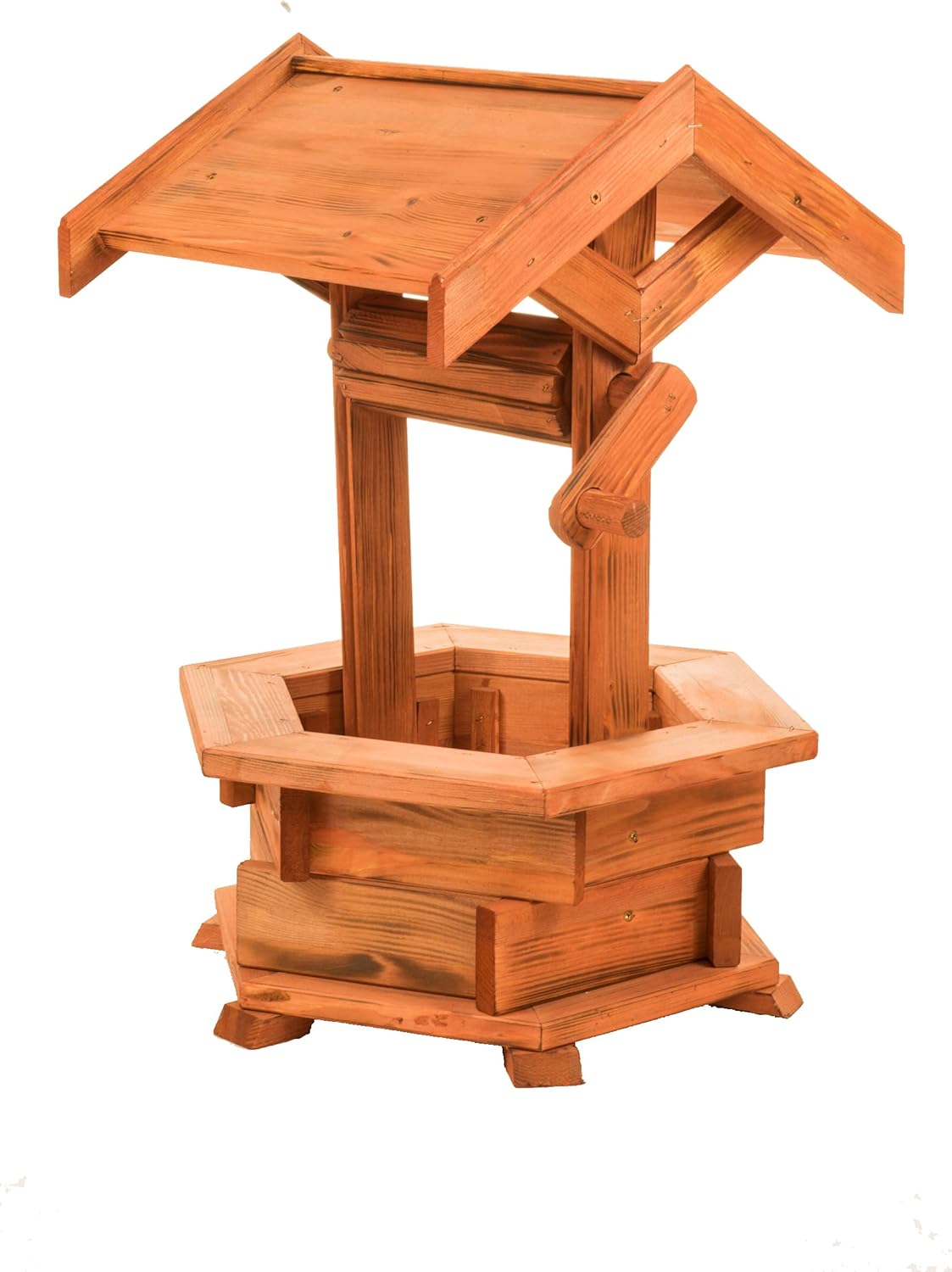 Holzbrunnen für den Garten, Gartenbrunnen aus Holz, Deko Brunnen