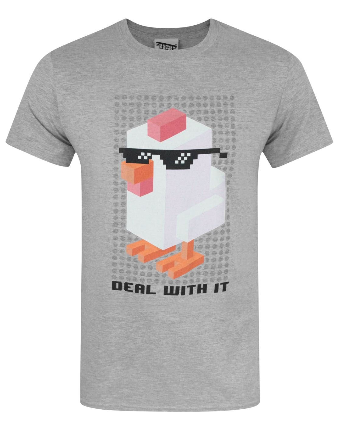 Vanilla Underground Men's Grey Crossy Road Deal With It Short Sleeved T-Shirt - Small