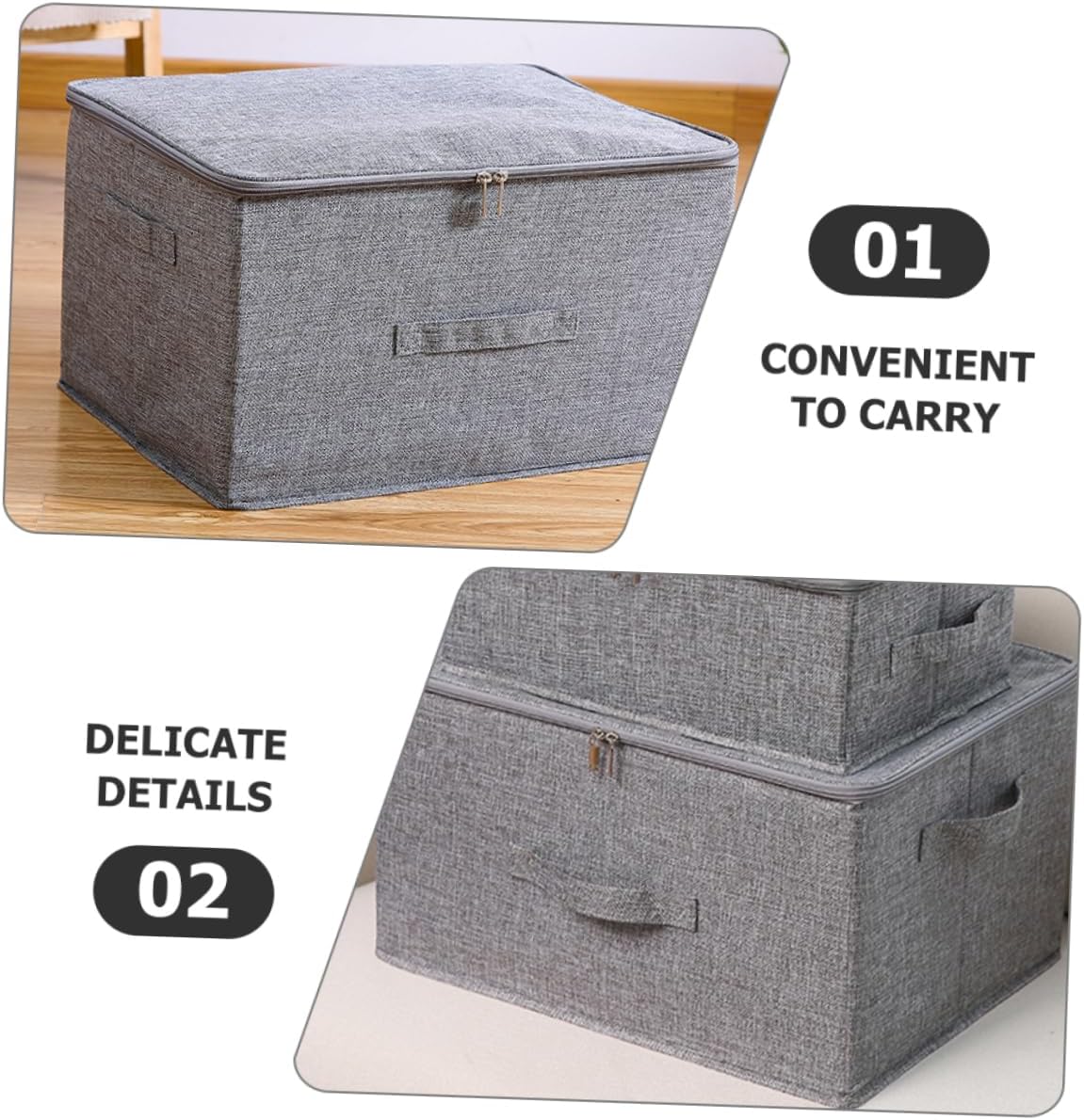 KOMBIUDA Stackable Storage Fabric Storage Boxes for Closet Wardrobe Toys Blanket Bed