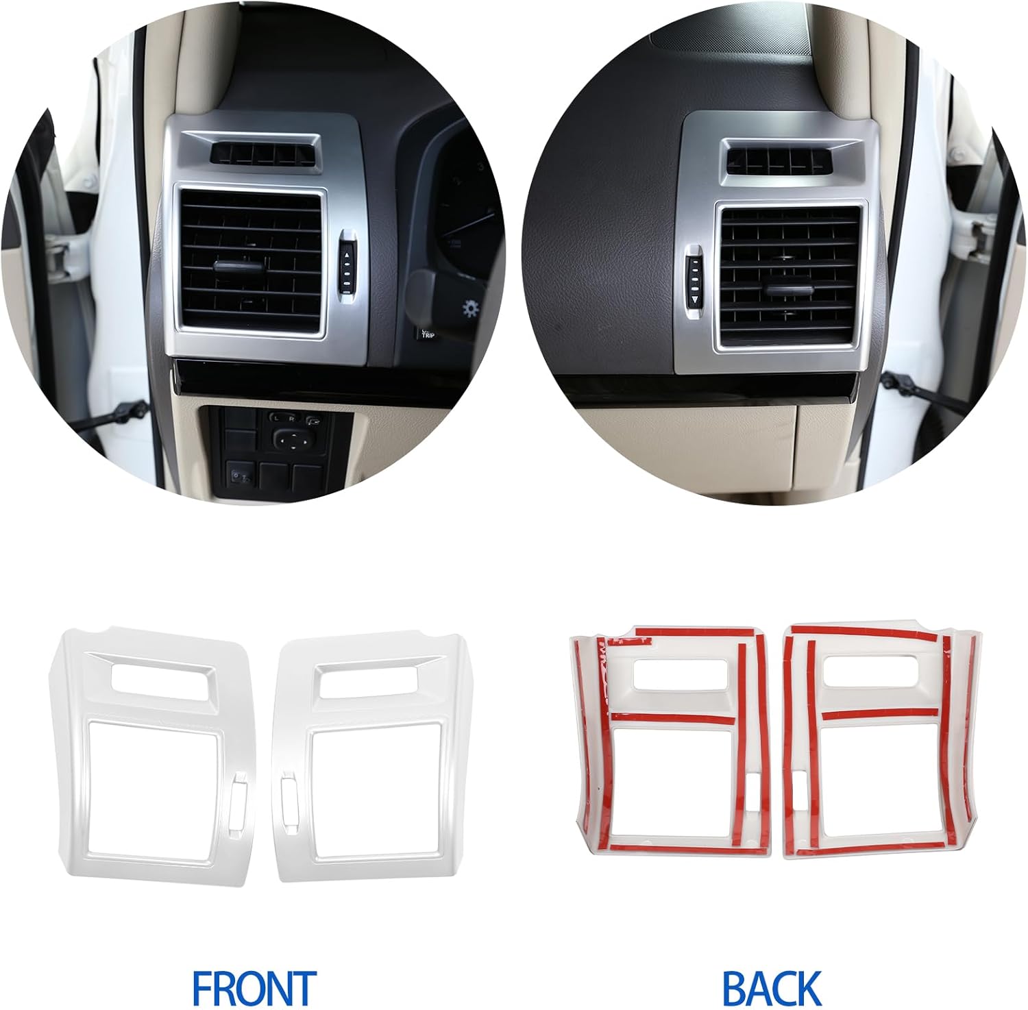 Fit for Toyota Land Cruiser Prado FJ150 150 2018 Car Side Air Condition Outlet Vent Trim Cover Frame, ABS Center Console Side Air Outlet Trim Cover Accessories, 2PCS (Silver)