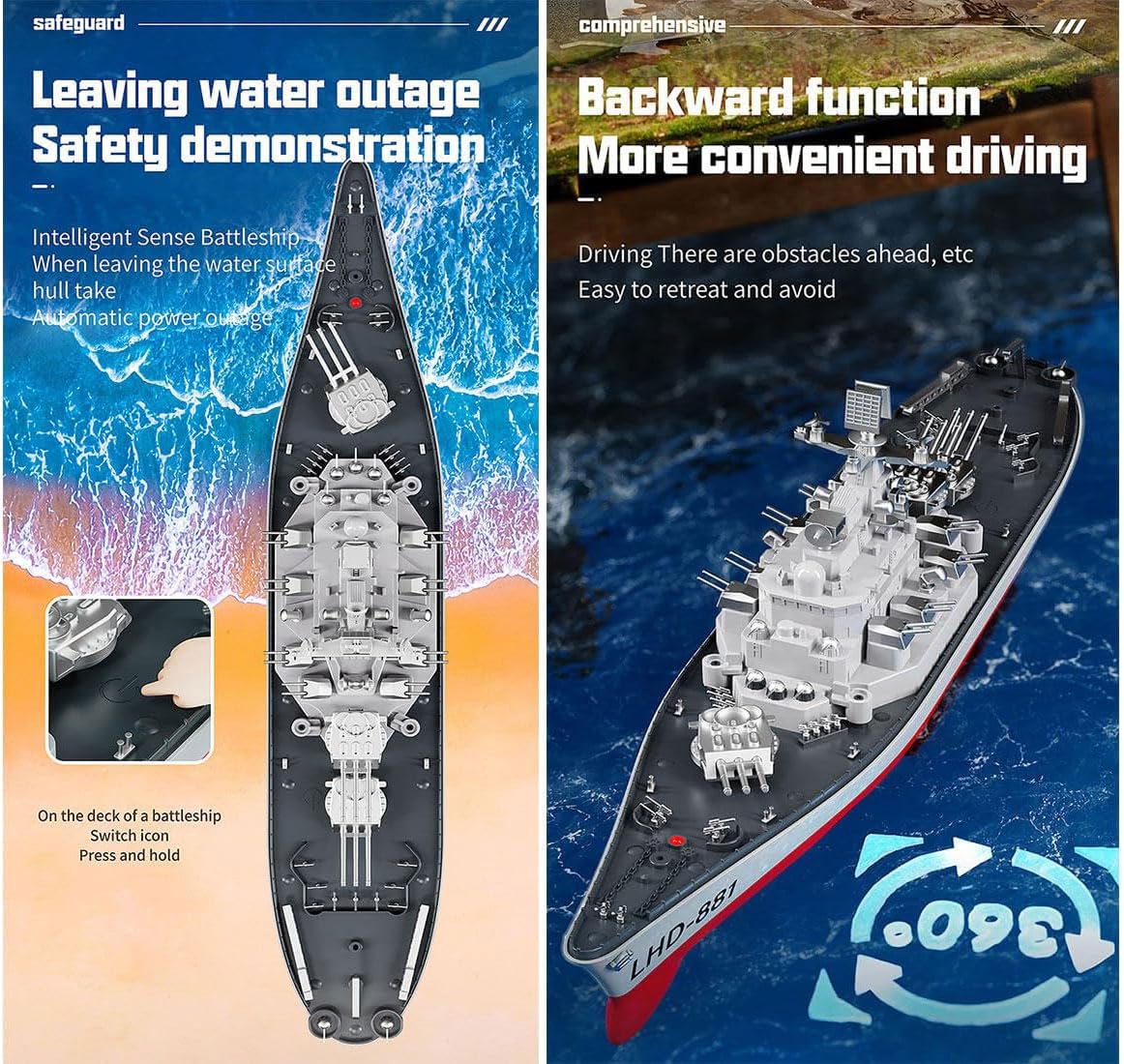 Amazon.co.jp: HJLXMF 1/390 RC 軍用戦艦ボート 23.64 インチリモコン