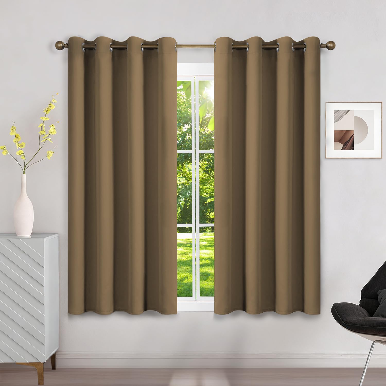 Runyéla Verdunklungsvorhänge mit Ösen Gardinen 2er Set, Vorhänge Blickdicht Thermovorhang Hitzeschutz, Ösenvorhang Thermogardine für Schlafzimmer Wohnzimmer Blackout Curtain