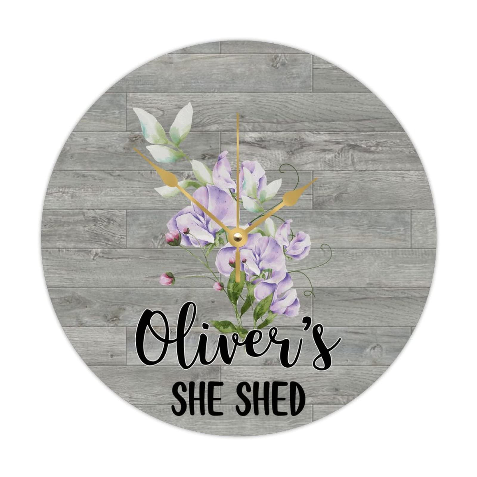 Horloge murale personnalisée bois haut de gamme style vintage floral