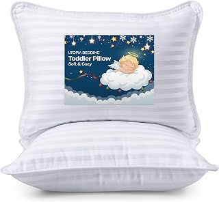 Utopia Bedding Toddler Pillows 2 Pack (13x18) - Soft Breathable Cotton Blend Kids Pillows for Age 2+ Bed & Travel