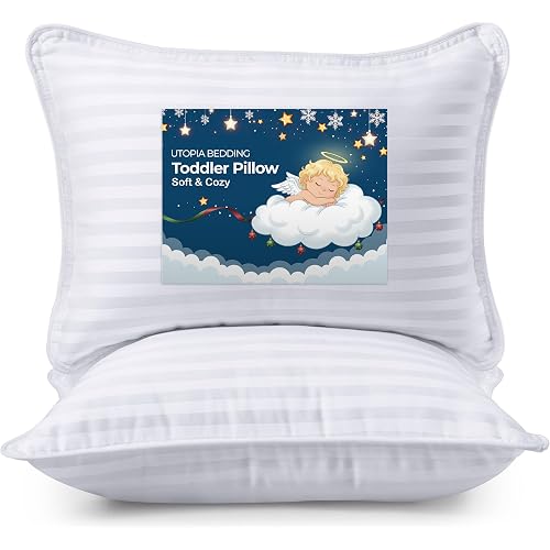 Utopia Bedding Toddler Pillow 2 Pack, Cotton Blend Shell 13x18 Inch, White