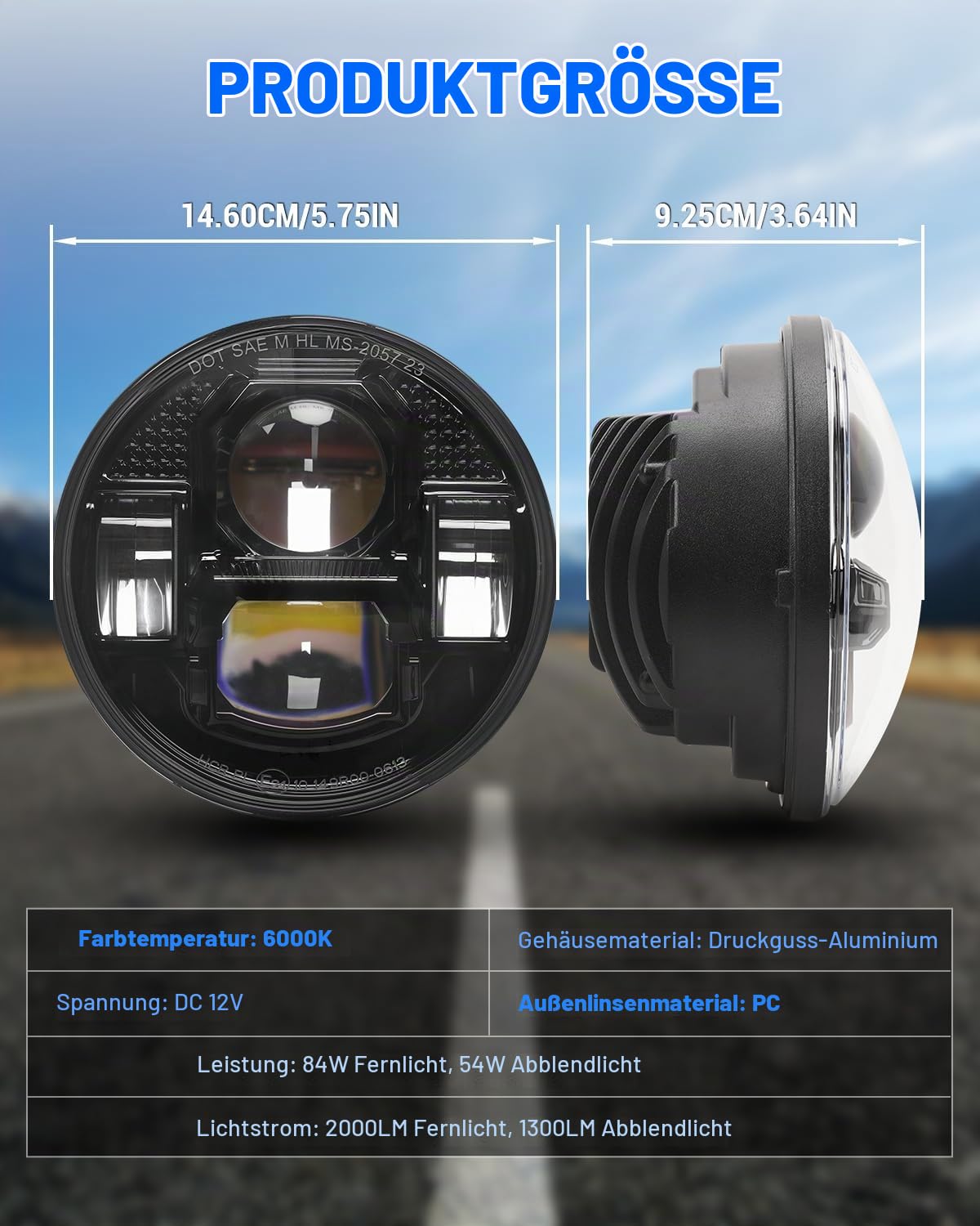 SUPAREE 5.75 Zoll Led Motorrad Scheinwerfer E-geprüft Motorrad Scheinwerfer | Motorrad Frontscheinwerfer 6000K Weiß mit Hi/Lo Abblendlich Passend für XL883N XL1200X FXDB