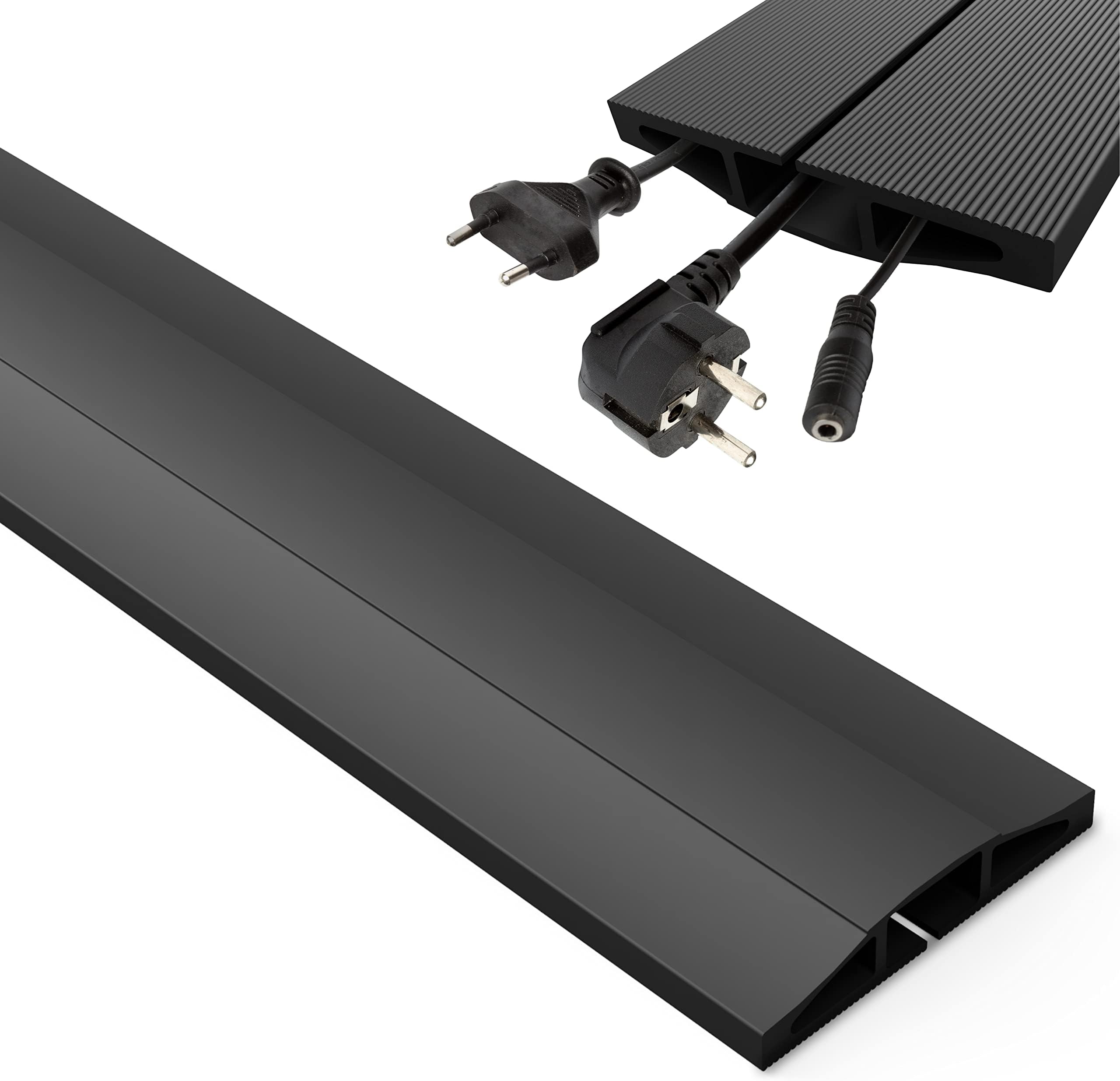 Outdoor Cable Protector 1.8M Long Black - Made PVC - Bendable Floor Cable Covers prevent Trip are Easy to Cut and Quick to Install - Perfect for Multiple Environments