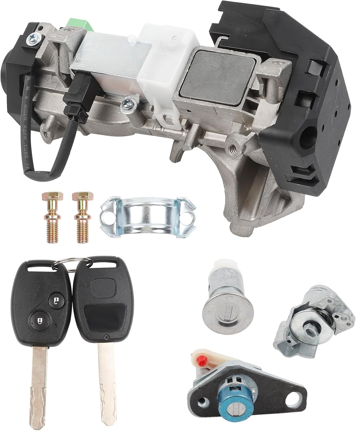 Dasbecan Ignition Switch Lock Cylinder Assembly Compatible with Honda Accord 2008-2011, CRV 2007-2010, FIT 09-11, Odyssey 09-11, CIVIC 06-11, Replace# 06350-SAA-G30 35100-SDA-A71 (with Chip ID46 Keys)