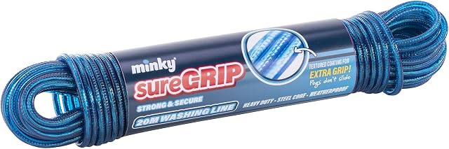 Minky VT21090100 Sure Grip Washing Line, Blue, 20 m