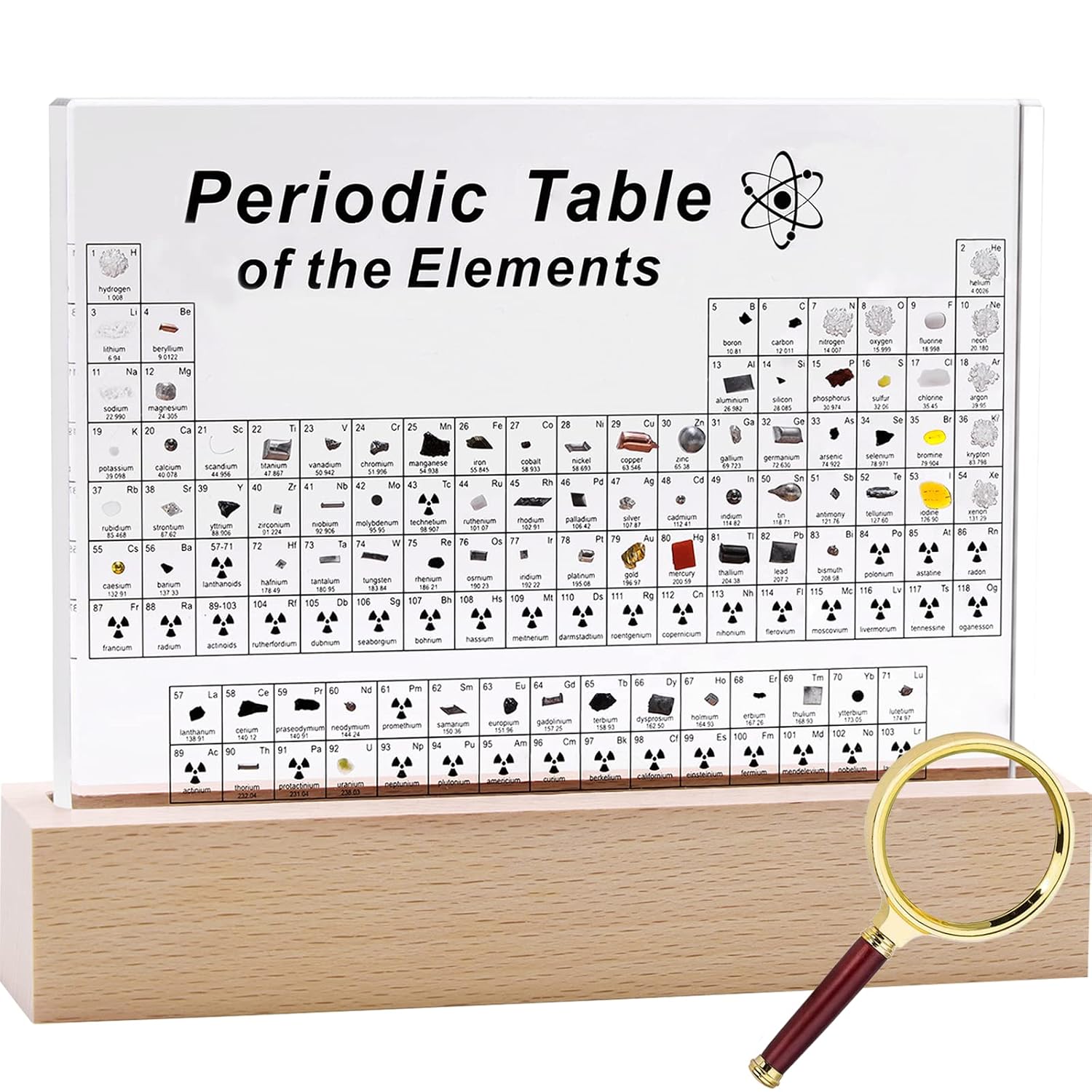 SETHVILL Periodic Table with 83 Real Elements Inside, Acrylic Periodic Table of Chemical Elements with Wooden Stand and Ma... - Review, Price and Buying Guide