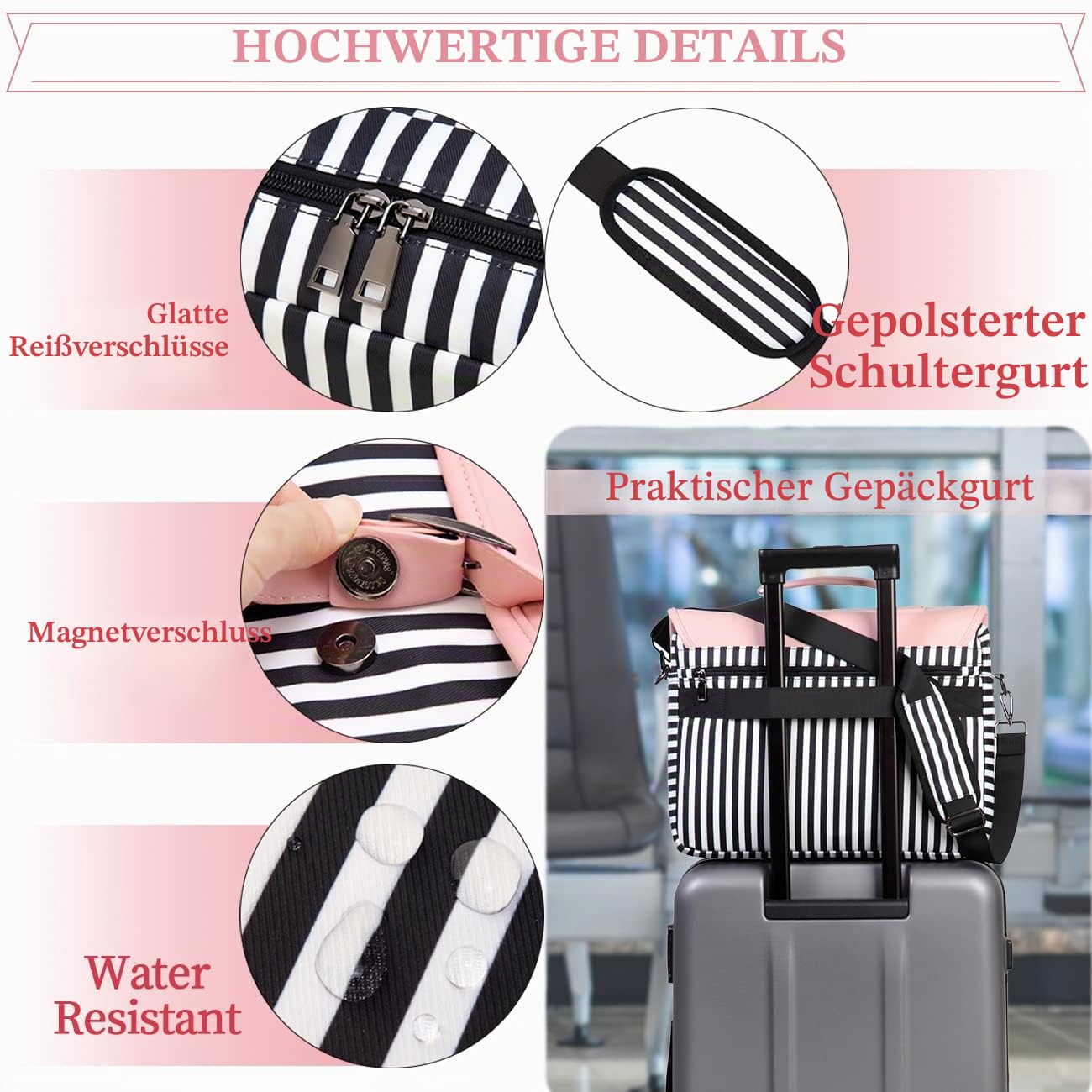 RAVUO Laptoptasche Damen, Wasserabweisend Lehrertasche 15,6 zoll Laptop Messenger Bag Elegant Aktentasche Arbeitstasche für Büro Reisen Rose