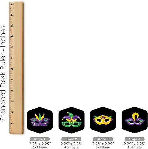 Miniatura 7 de Big Dot of Happiness Máscara colorida de Mardi Gras  Caza del tesoro de fiesta de máscaras 1 soporte y 48 piezas de juego  Juego de ocultar y