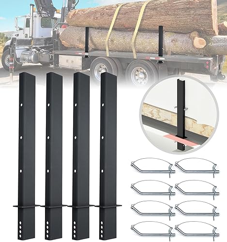 Aupar Estaca de tubo de canal C resistente con 4 agujeros ajustables, estaca ajustable de 30 pulgadas para remolque de cama plana, paquete de 4