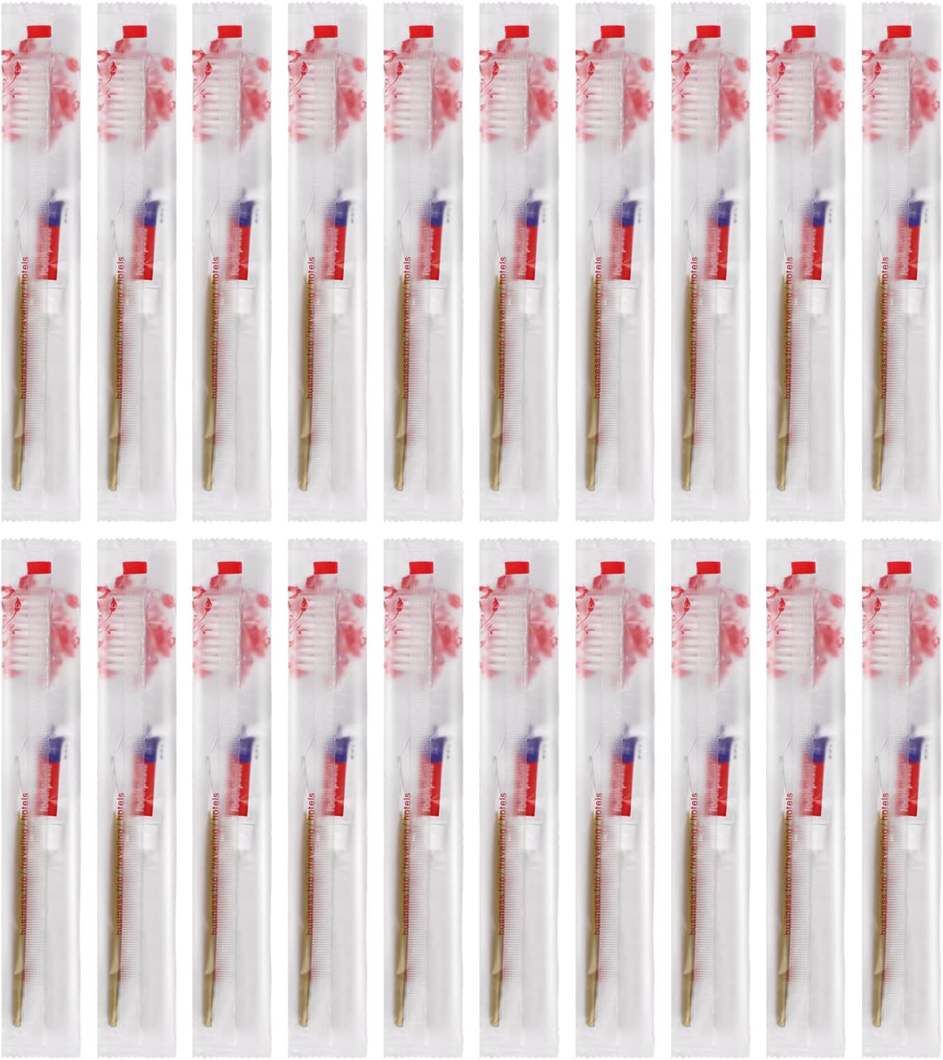 Disposable Toothbrushes with Toothpaste 100 Pack (5 Colors Mixed)