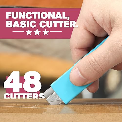 Miniatura 4 de Lnchett Cortador de caja, paquete de 48 mini cortadores de cartón retráctiles para paquetes, cajas y papel, funda resistente de metal completo,