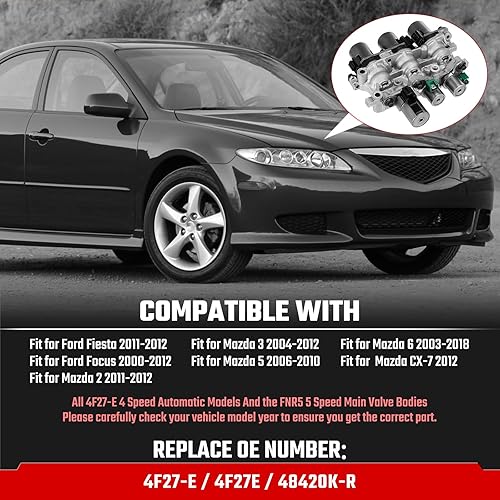 Miniatura 2 de Juego de solenoides de transmisión 4F27E, paquete de solenoides de bloque EPC PWM para Ford Mazda 2005-2012 6 piezas de repuesto # 8420K-R FN4A-EL