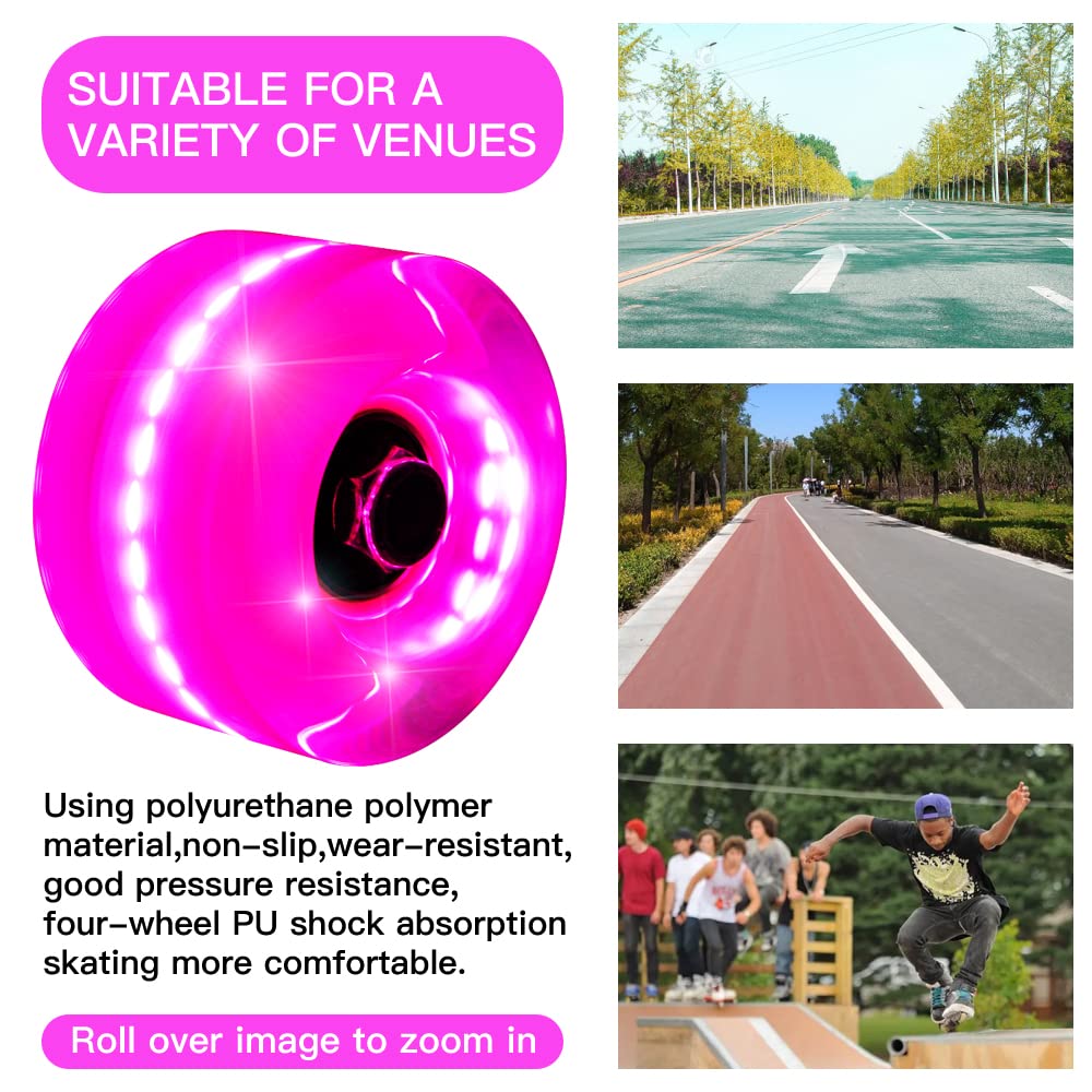 Paquete de 8 ruedas iluminadas 78A para patines de 32 x 64 mm, ruedas luminosas con rodamientos instalados para patinaje de doble fila en interiores o exteriores, accesorios de monopatín