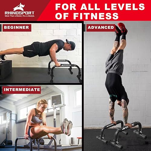 Miniatura 5 de Parallettes Bars Dip Calisthenics Push Up Bars Calisthenics Equipment 10.2 in High 300Kg661lbs Weight Capacity Strength Training Home Gym Workouts