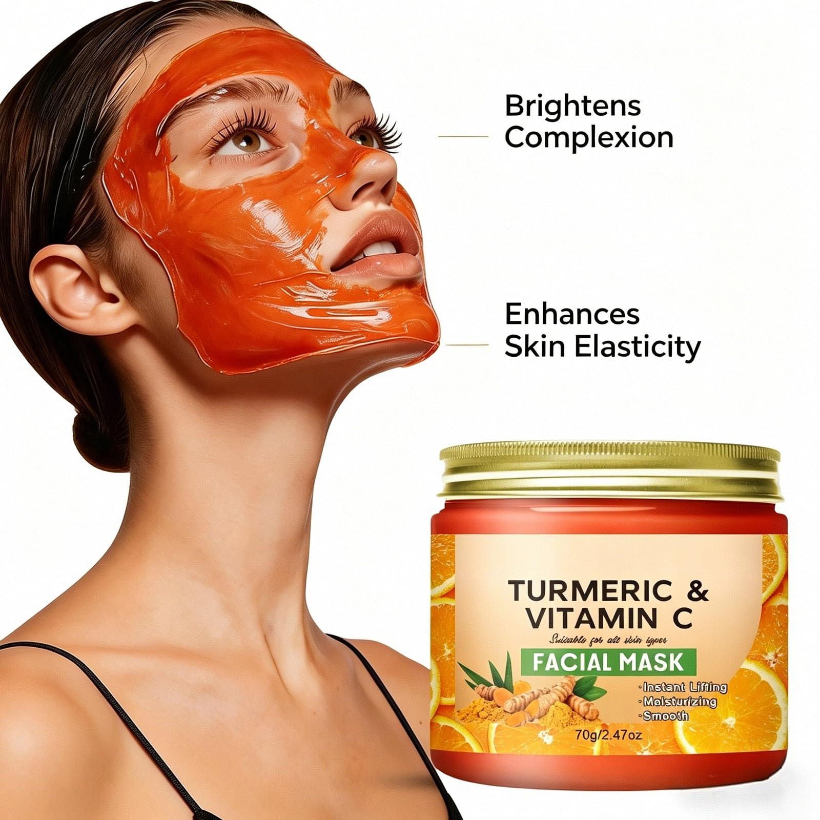Maseczka z kurkumą, głęboko oczyszczająca pory, kurkuma, złota maska żelowa, kurkuma z witaminą C, maseczka ujędrniająca, kurku/ma overnight wrapping peel off maska, nawilżająca (5 szt.)