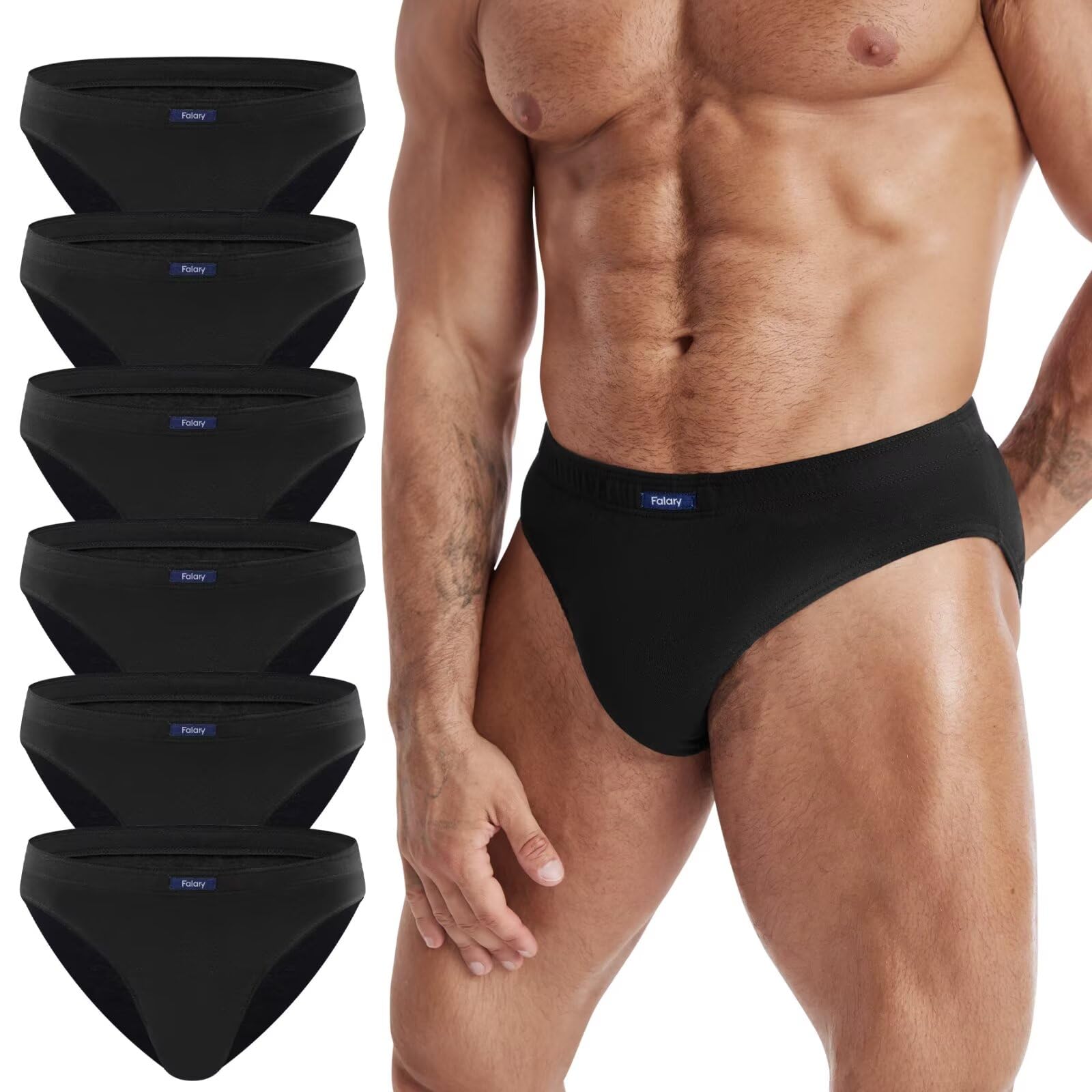 FALARY Herren Unterhosen Slip Unterwäsche Männer Baumwolle 6er Pack M Basic Atmungsaktive