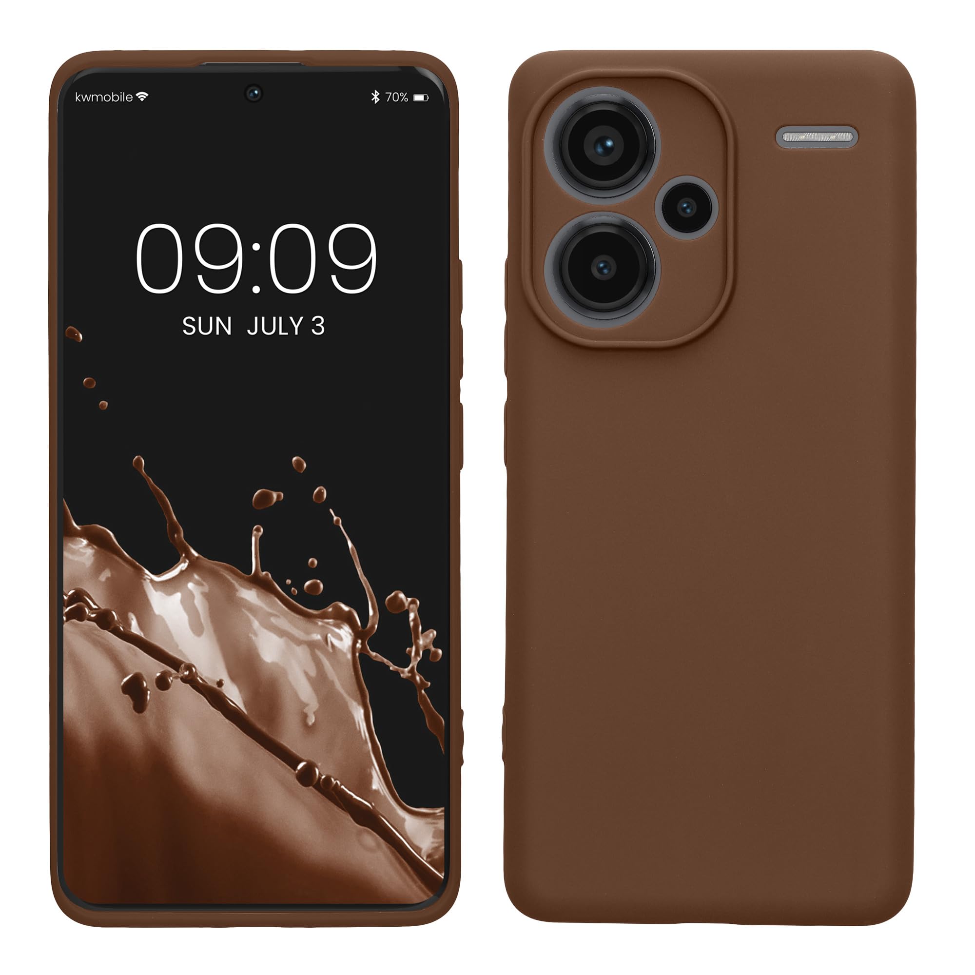 kwmobile Phone Case Compatible with Xiaomi Redmi Note 13 Pro+ 5G / Redmi Note 13 Pro Plus 5G Case - Smartphone Back Cover TPU Shockproof Chocolate