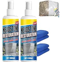 Headstone Restoration Kit,Headstone Restoration And Cleaning Spray,Granite Spray,For Granite Marble Cemetery Memorials,Gentle Stone Care Formula 2PC