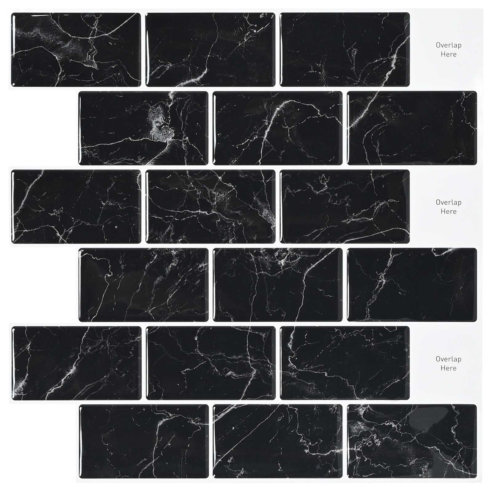 vidaXL Azulejo de metro 50 uds. Mármol Negro 30 x 30 cm