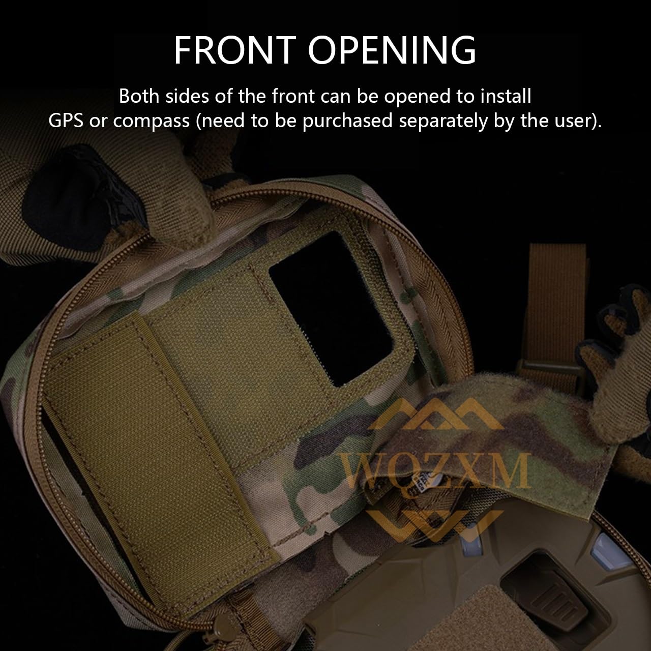 Outdoorowa Kamizelka Taktyczna Noszenia Telefonu, Outdoorowy Taktyczny Uchwyt Telefon Komórkowy Taktyczna Torba Klatkę Piersiową Etui Mapę Panel Administracyjny Airsoft Gear Carrier(TAN)