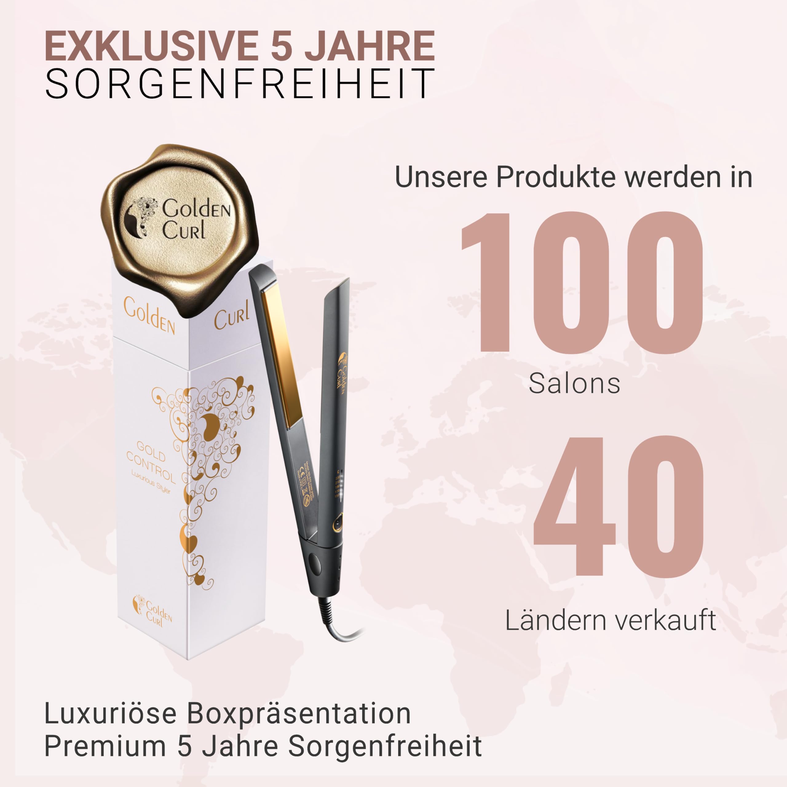 Glätteisen Locken und Glätten, Haarglätter für atemberaubende Ergebnisse | 5 Jahre Sorgenfreiheit, Hair Straightener und Lockenstab 2 in 1 für umwerfende Locken und geschmeidiges Haar (Gold Control)