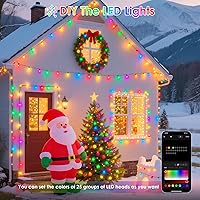 Vista 75 de Guirnalda de luces de Halloween extensible de 200 LED de color morado, extralarga de 82 pies, para interiores y exteriores, 8 modos de iluminación