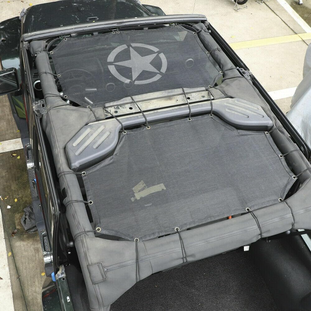 XYTTD Mesh Sunshade Top Roof Cover,UV Blocker Bikini Screen for Jeep Wrangler JK JKU Unlimited 2007-2018 4 Doo