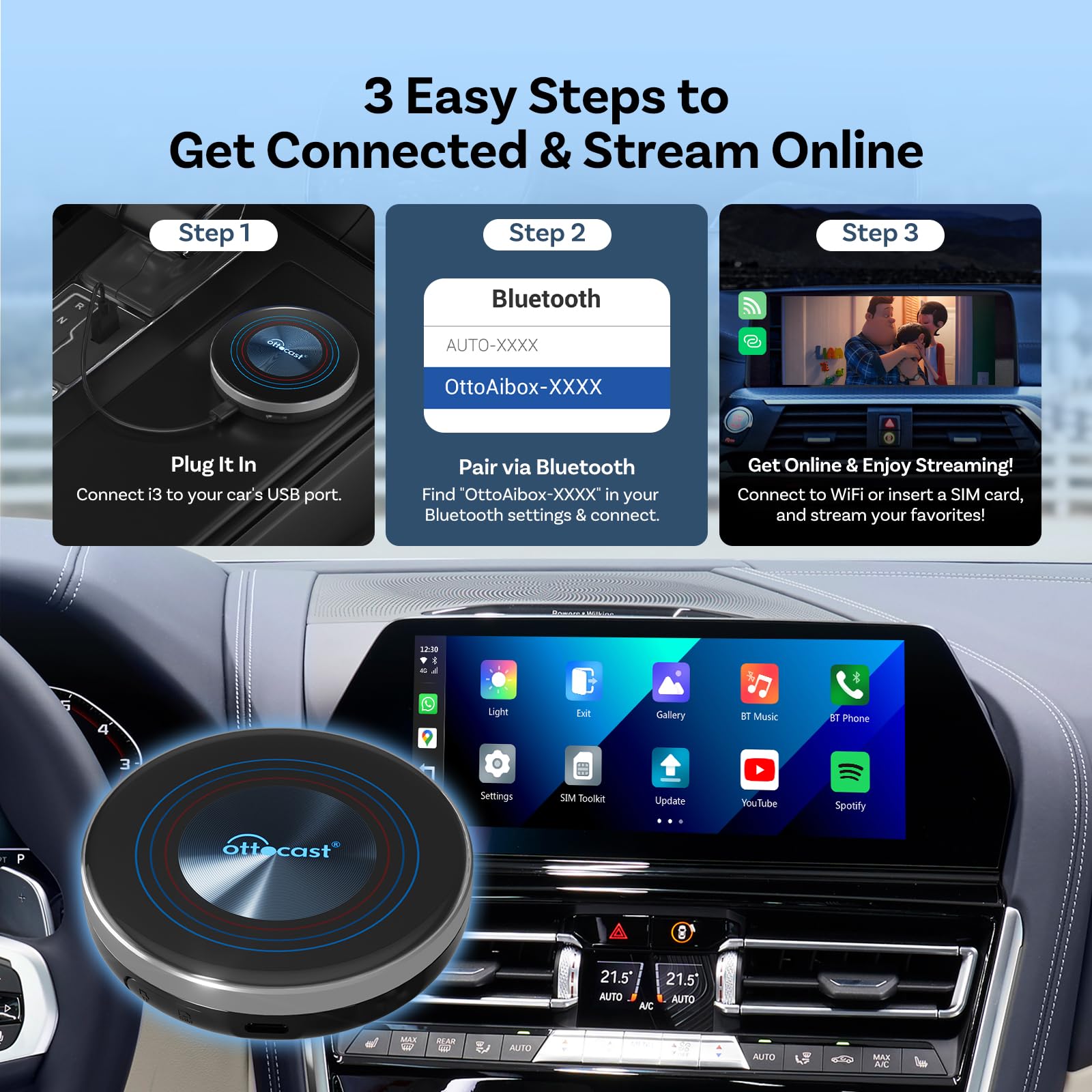 OTTOCAST I3 CarPlay Magic Car Video AI Box for BMW 2017+ : Amazon