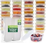 Freshware Food Storage Containers [50 Set] 8 oz Plastic Deli Containers with Lids, Slime, Soup, Meal Prep Containers, BPA Free, Stackable, Leakproof, Microwave, Dishwasher and Freezer Safe