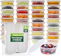 Freshware 50 Pack 8oz Meal Prep Containers with Airtight Lids | BPA-Free Leakproof Deli Cups, Stackable, Microwave Freezer Dishwasher Safe