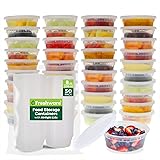 Freshware Food Storage Containers [50 Set] 8 oz Plastic Deli Containers with Lids, Slime, Soup, Meal Prep Containers | BPA Free | Stackable | Leakproof | Microwave/Dishwasher/Freezer Safe 8 oz, 50-Set