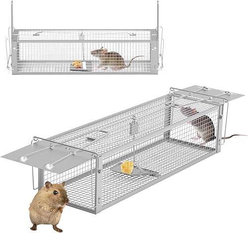 Trampas humanas para ratas, trampas de ardilla para ratas de 2 puertas, captura y liberación de jaula de animales vivos para ratones, ardilla,