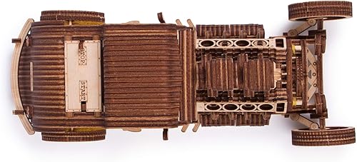 Miniatura 7 de Wood Trick Hot Rod - Kit de coche de madera para construir – Paseos hasta 32 pies – Detallado – Rompecabezas de madera 3D para adultos – Kits de