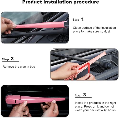 Miniatura 3 de Juego de limpiaparabrisas delantero, trasero y delantero, accesorios de decoración exterior para Jeep Wrangler JL JLU y Gladiator JT 2018-2022 (rosa)