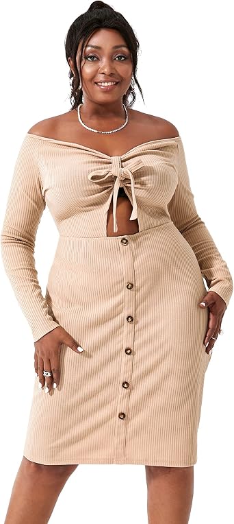 Shoulder Sweater Dress Long Sleeve 