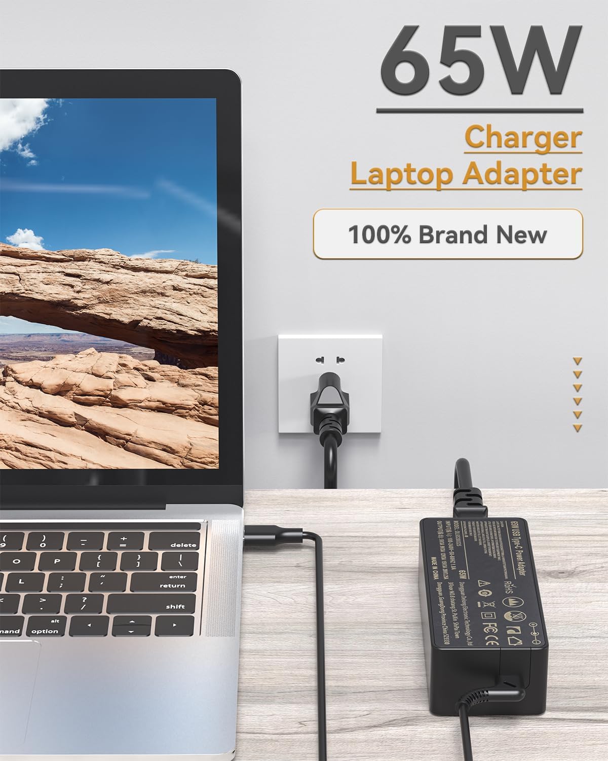 VUOHOEG 50 Pack 65W Chromebook Charger USB C Laptop Compatible with HP Lenovo Acer Asus Dell Google Computer Adapter Power Type-C Chromebook X360 11 13 14 14A Spectre X360 Power Cord