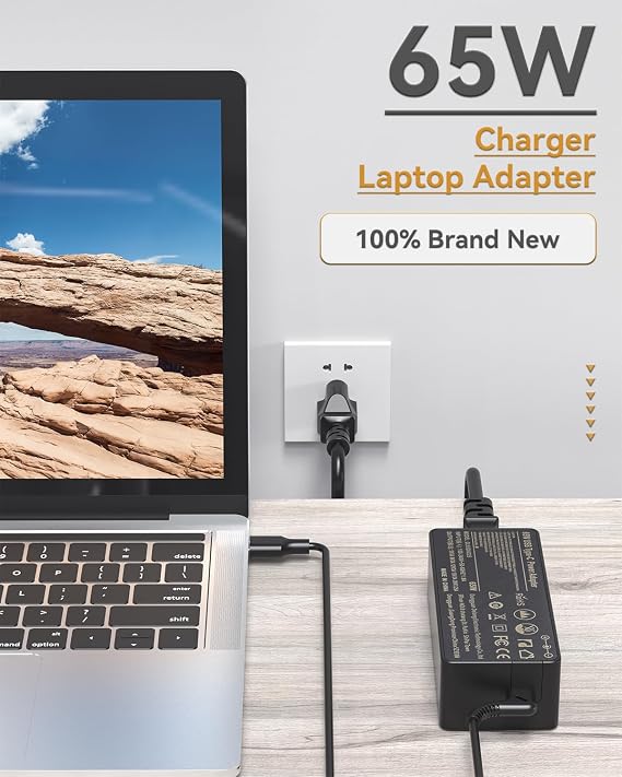 VUOHOEG 10 Pack 65W Chromebook Charger USB C Laptop متوافق مع HP Lenovo Acer Asus Dell Google Computer Adapter Power Type-C Chromebook X360 11 13 14 14A Spectre X360 Power Cord