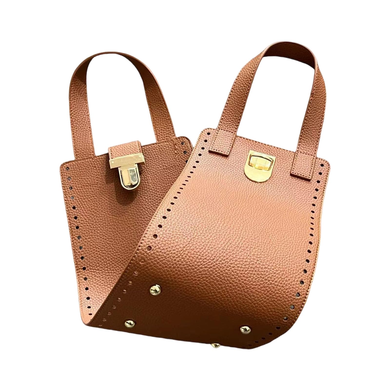 Hsioluted Brown Bag Making Supplies Bag Accessories Leather Bags Handles Bags Bottom With For Diys Crocheted Purse Making Repairing Diys Supplies