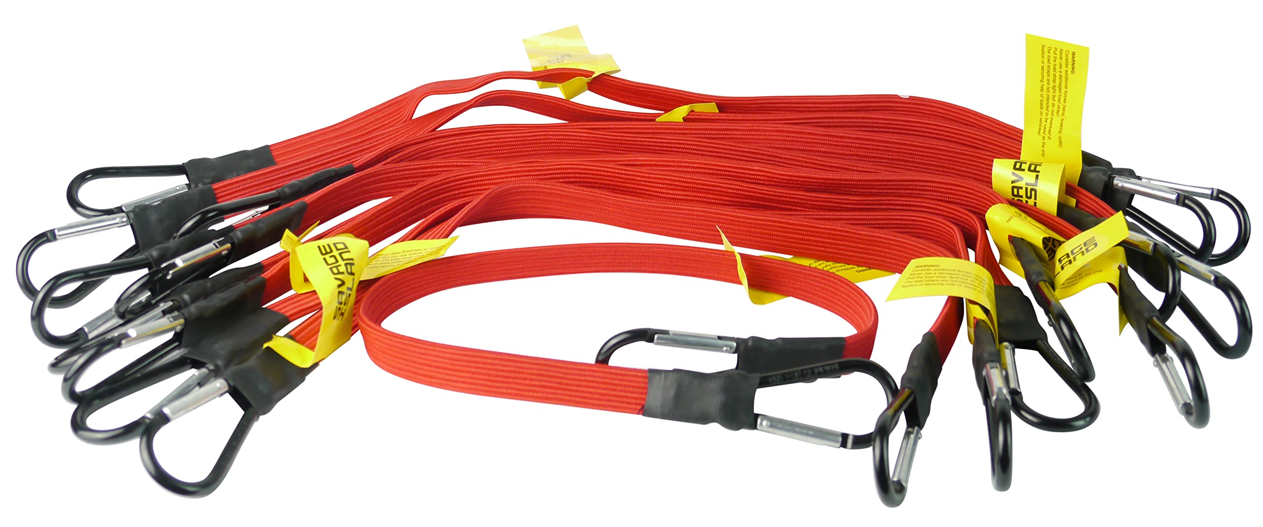 Savage Island 10 Pack Flat 17mm Bungees Bungee Cord with Carabiner Hook
