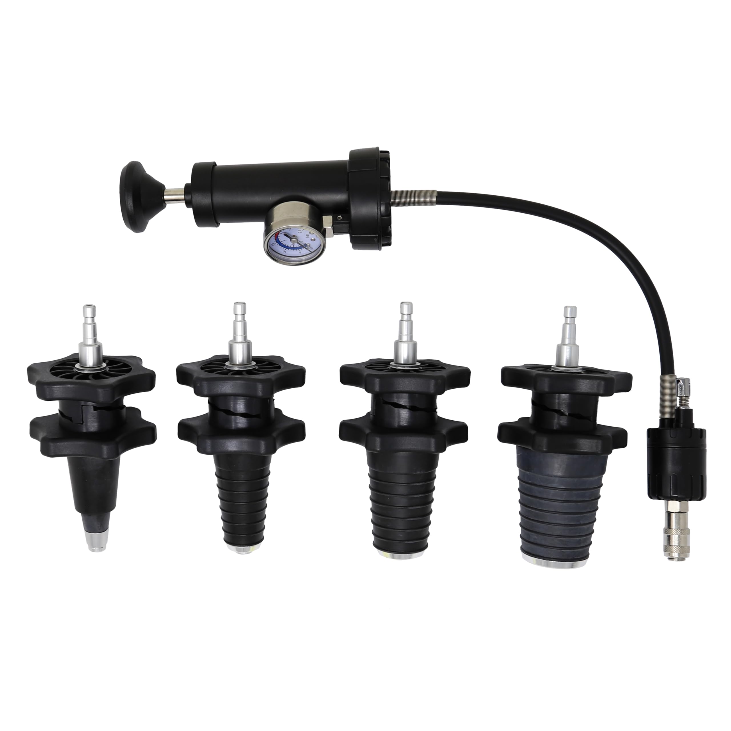CTA Tools 9376 HD Adjustable Radiator Pressure Tester Kit, Quick Release Couplers, High Impact Polymer Hand Pump, for Japanese, American, European Trucks, Tractors, Farm Equipment