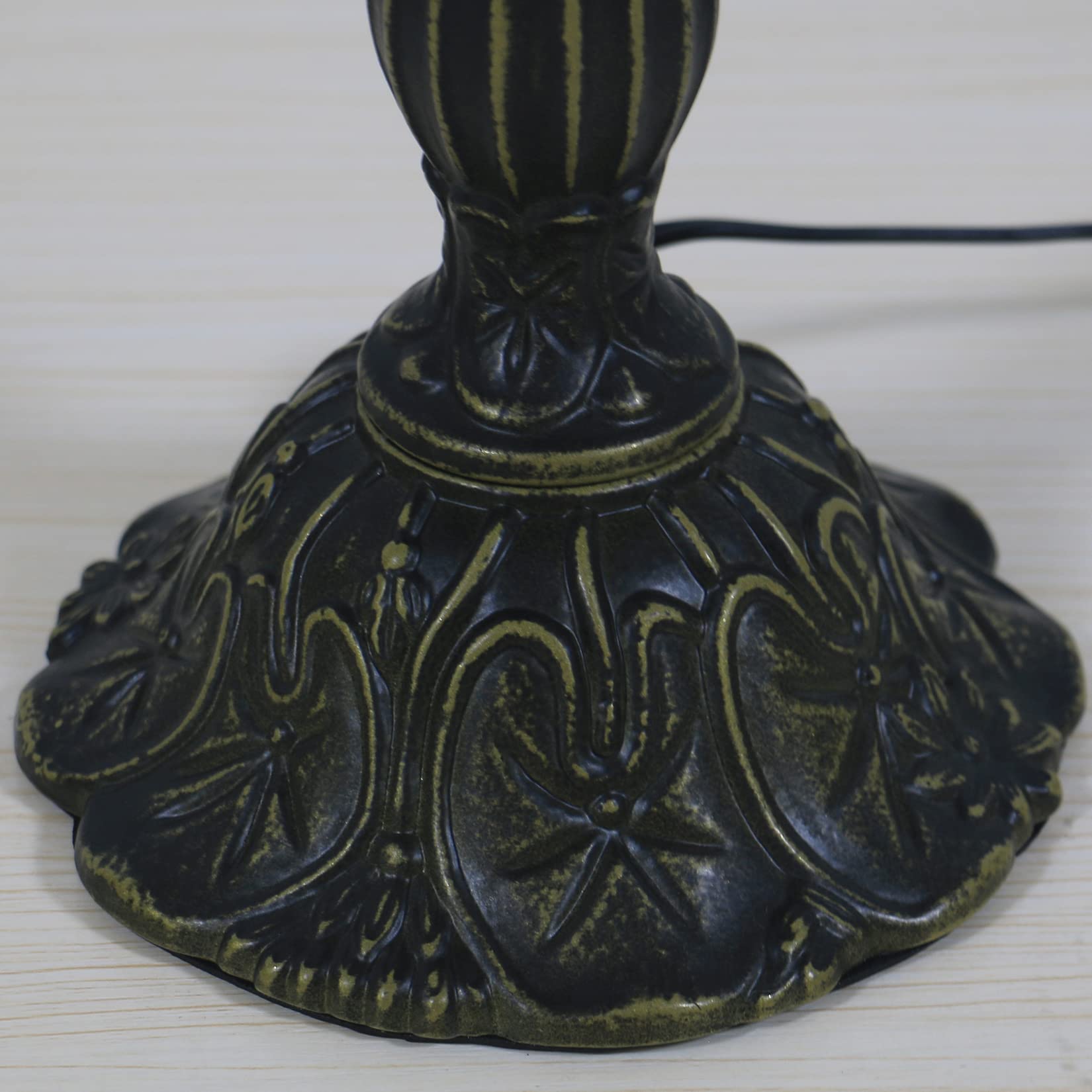 Lampada da 30,5 cm, Caldo Beige Giallo acquarello in Vetro colorato con Perline di Oro, Paralume, Lampada da Tavolo, Camera da Letto, Comodino, Soggiorno, Lampada da Comodino Victoria di Lusso, Base