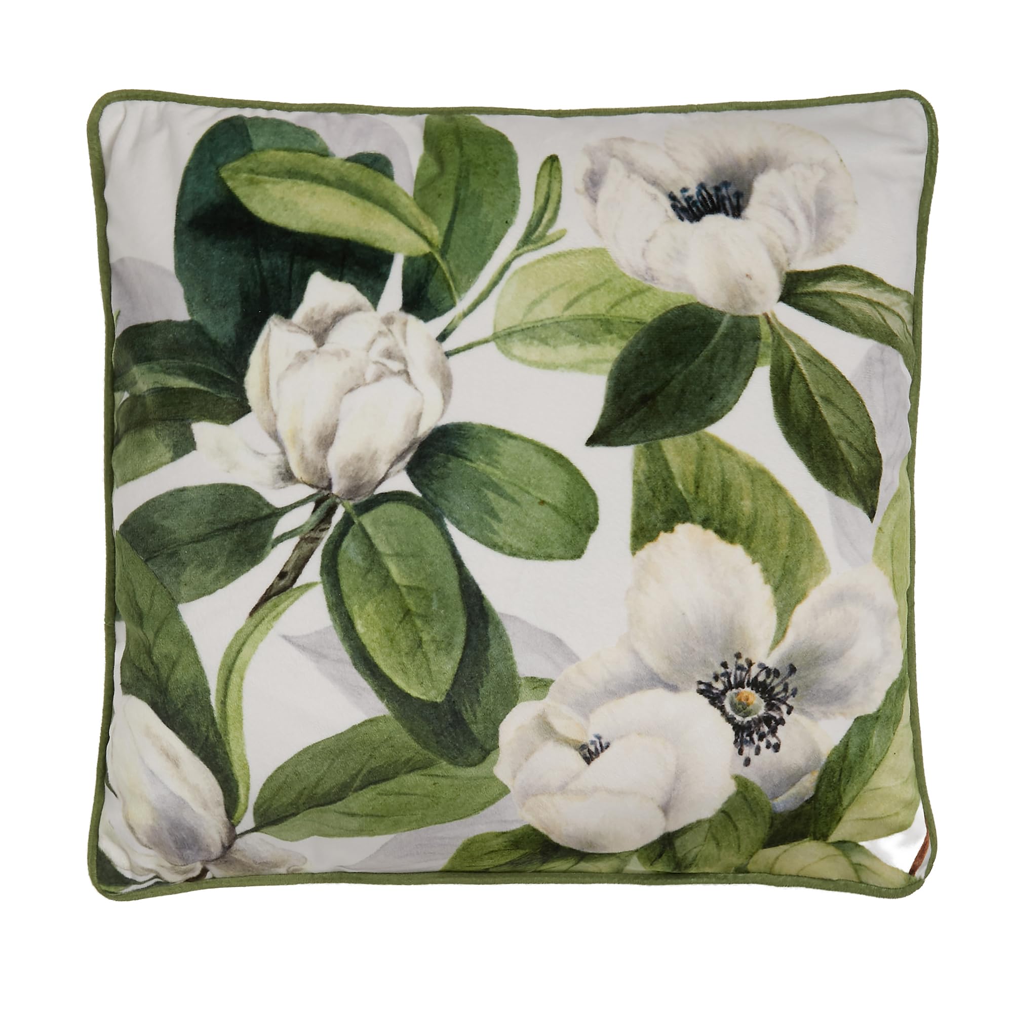 SOIREE - Navy Blue Floral Cushion (43 x 43cm) - Filling Included - Reversible (2 Colours) - Piped Edge Cushion in Blue - Blue Cushion with Cover Included/Cushion Inserts - Matching Bedding Available